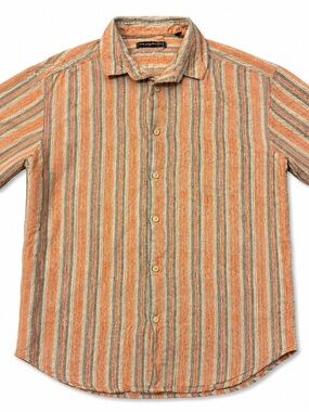 Vintage FUBU The Collection Men’s Striped Short-Sleeve Button-Up Shirt